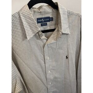Polo Ralph‎ Lauren Shirt Men's XL Button Down Checked LongSleeve Yarmouth Cotton